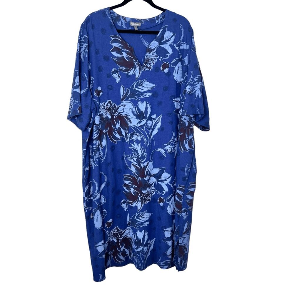 Ulla Popken Plus Size Linen Blend Caftan Dress